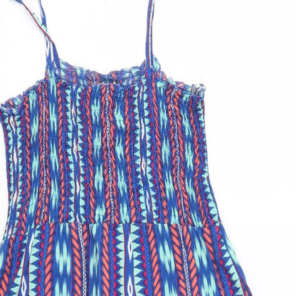 Papaya Womens Blue Geometric  Tank Dress  Size 8