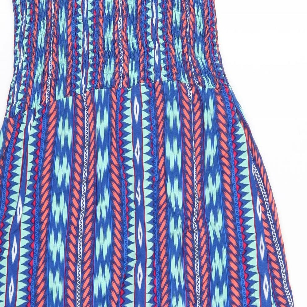 Papaya Womens Blue Geometric  Tank Dress  Size 8