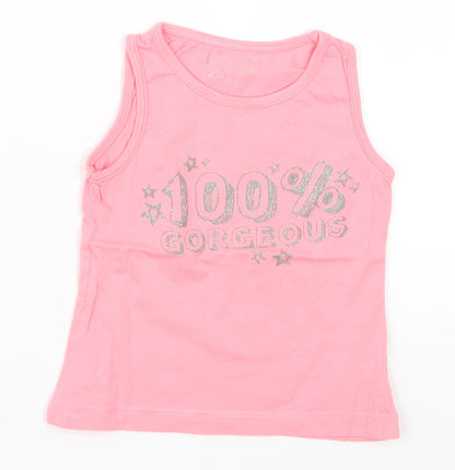 Girl2Girl Girls Pink   Basic Tank Size 2-3 Years  - 100% Gorgeous