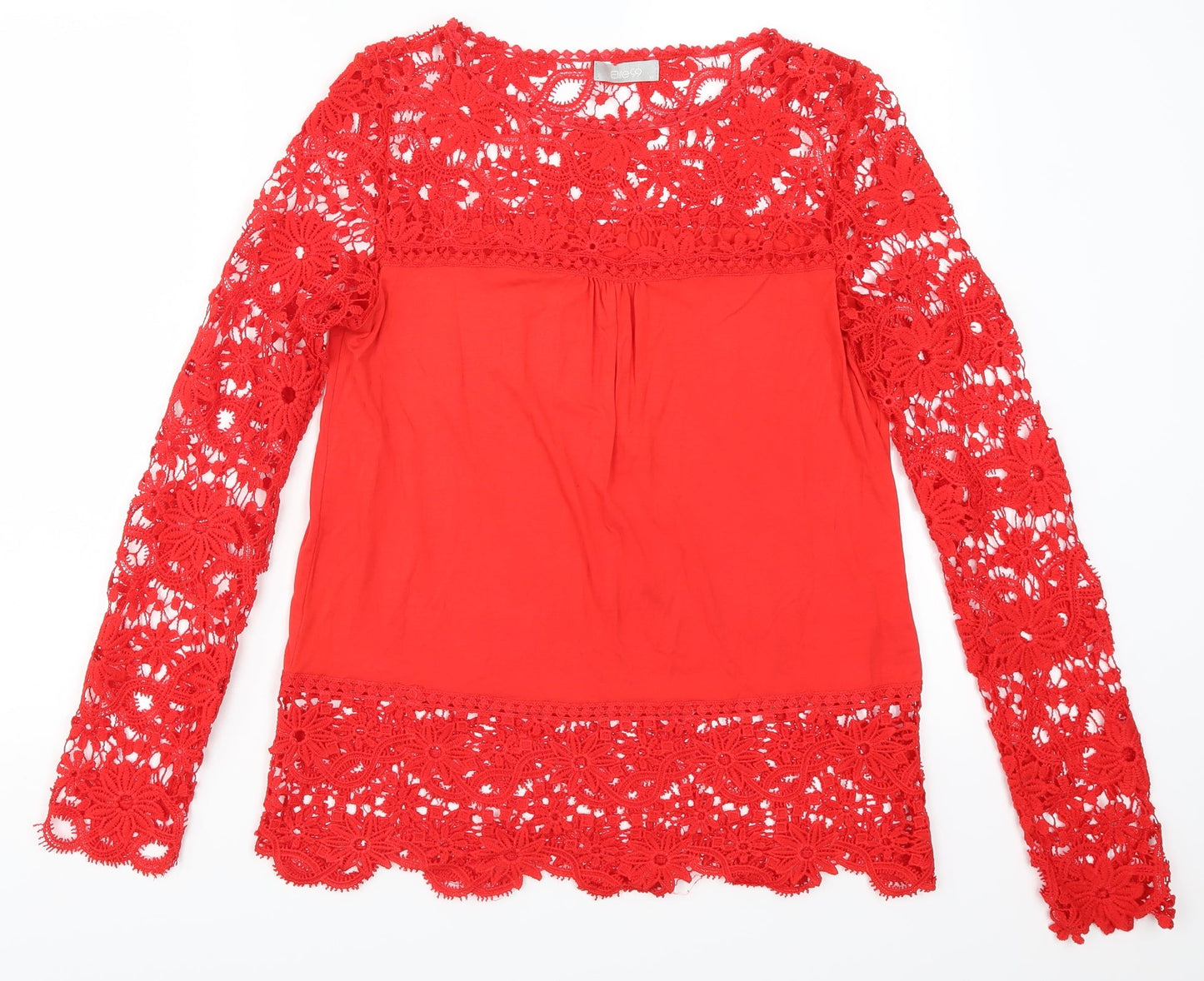 Elite99 Womens Red  Lace Basic T-Shirt Size 10