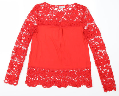 Elite99 Womens Red  Lace Basic T-Shirt Size 10
