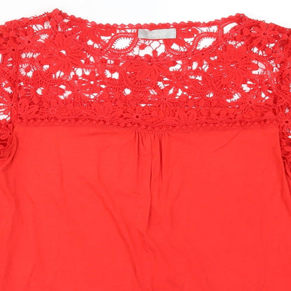 Elite99 Womens Red  Lace Basic T-Shirt Size 10