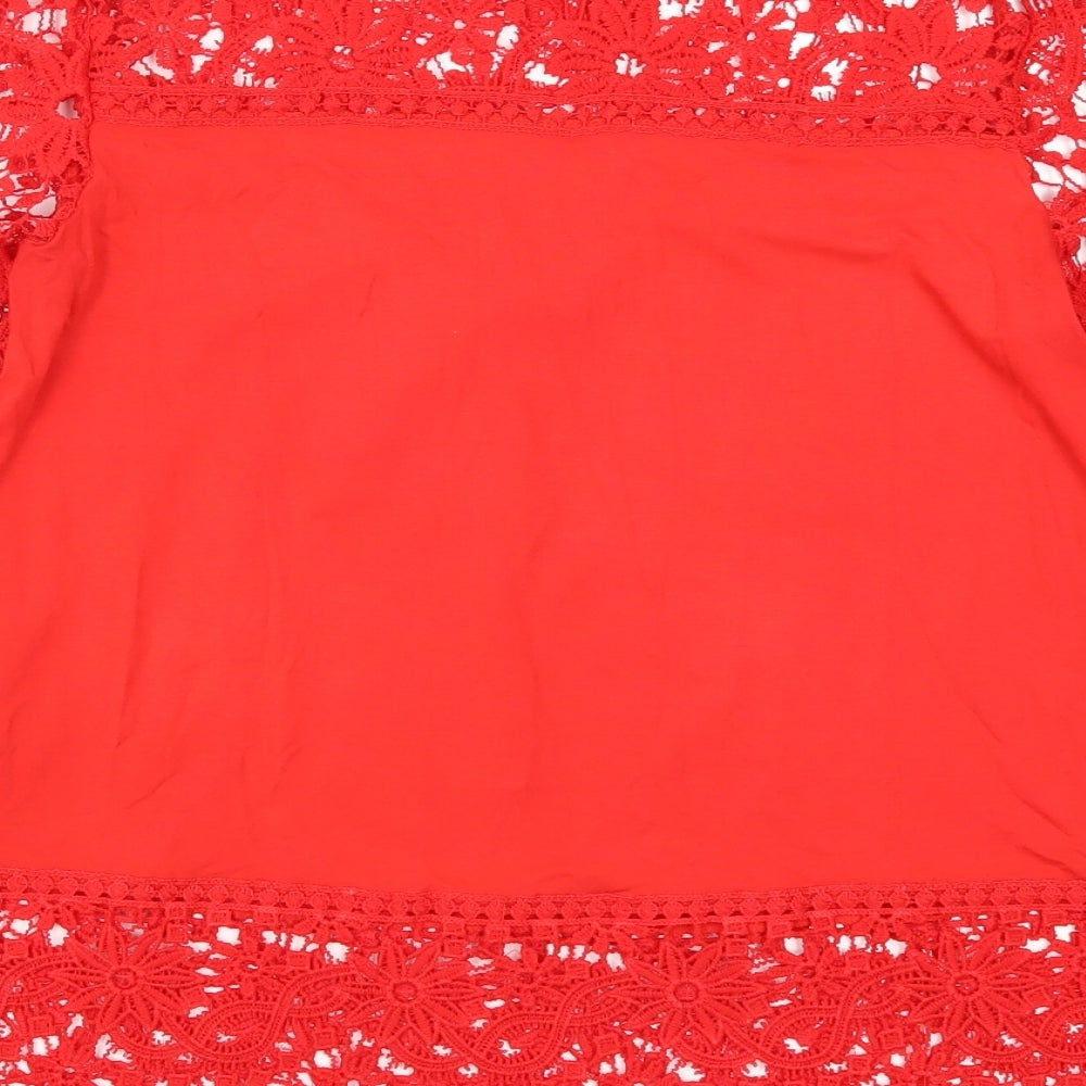 Elite99 Womens Red  Lace Basic T-Shirt Size 10