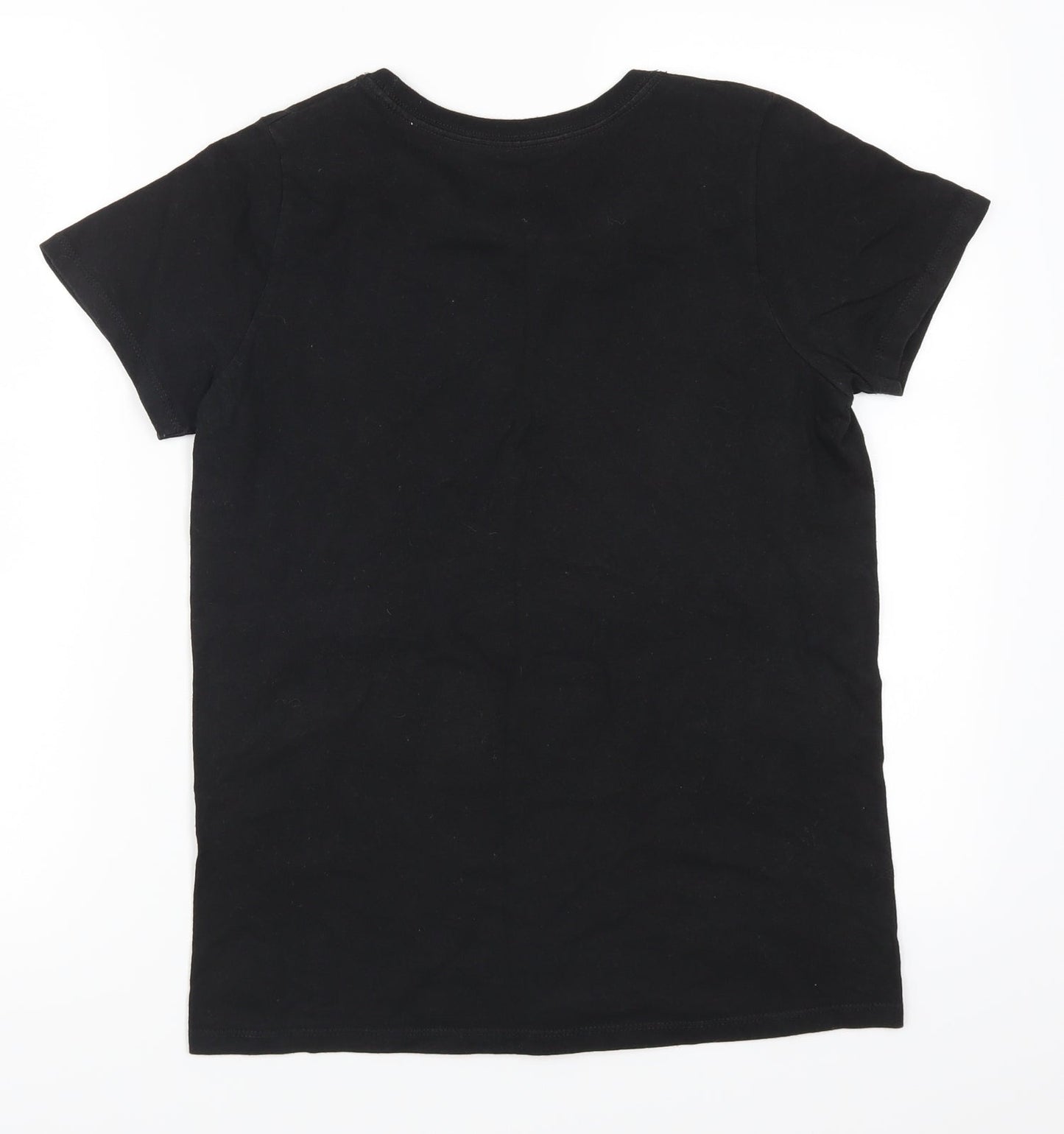Womens UK Size S Hanes Black Basic T-Shirt
