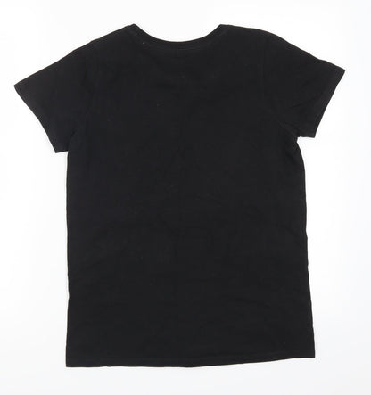 Womens UK Size S Hanes Black Basic T-Shirt