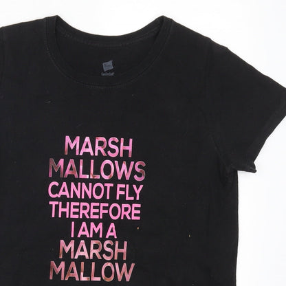 Womens UK Size S Hanes Black Basic T-Shirt