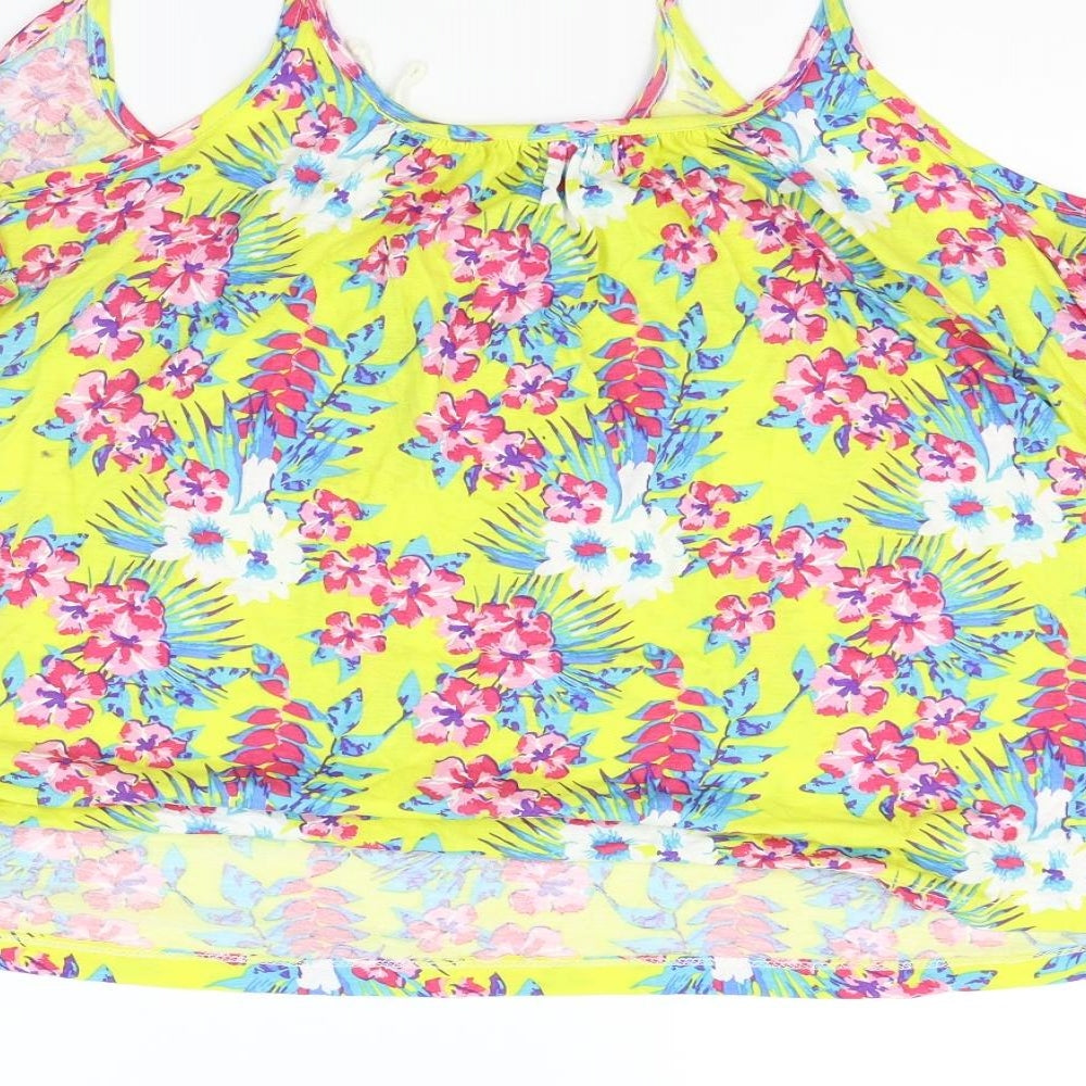 Peacocks Womens White Floral  Basic Tank Size 16