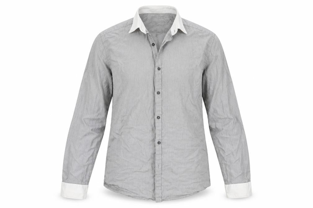 Mens UK Size 16 F&F Grey  Button-Up Long Sleeve Casual Shirt