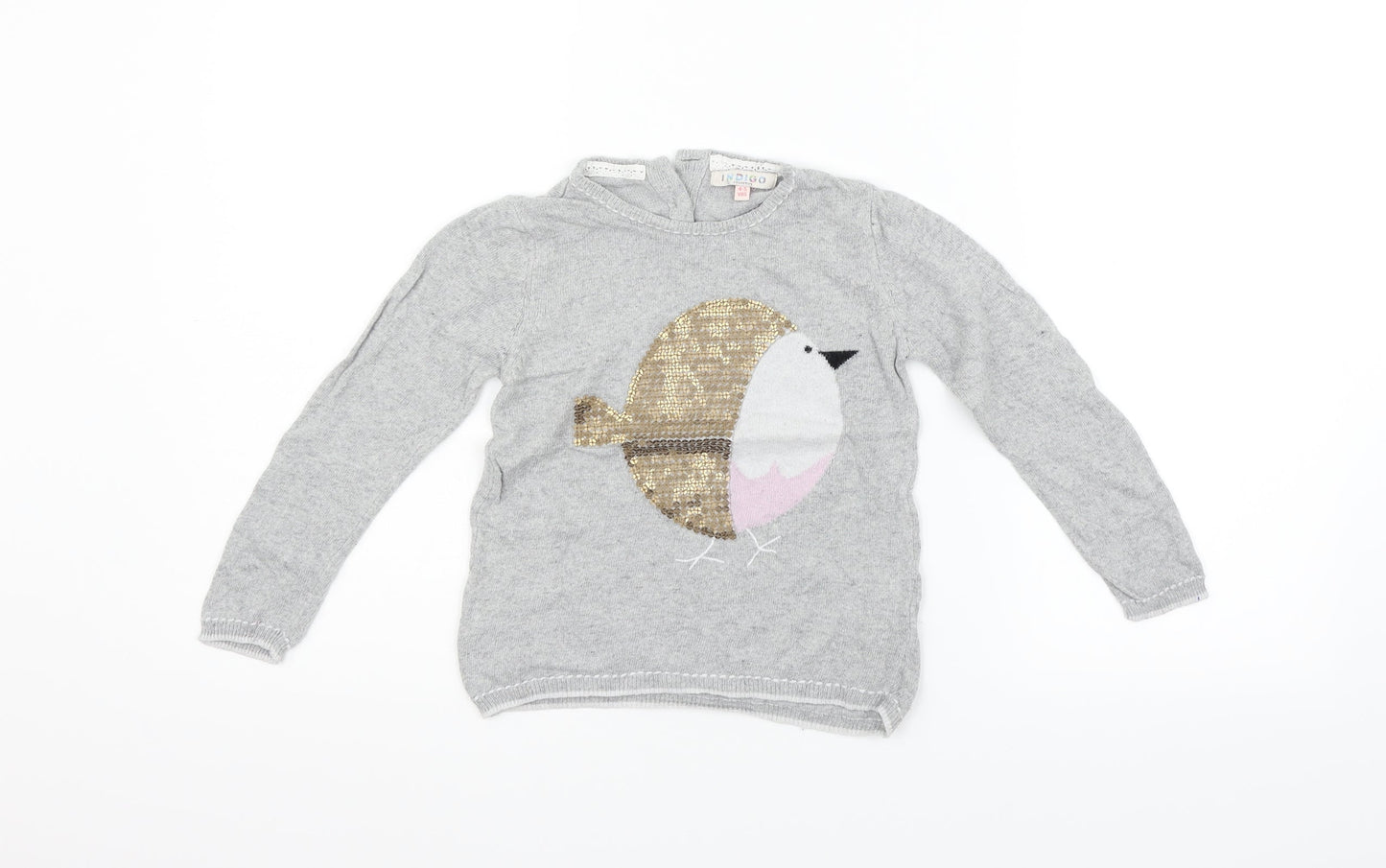 Indigo Girls Grey   Cardigan Jumper Size 4-5 Years  - Bird