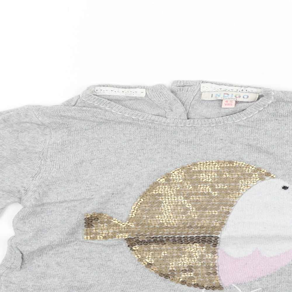 Indigo Girls Grey   Cardigan Jumper Size 4-5 Years  - Bird