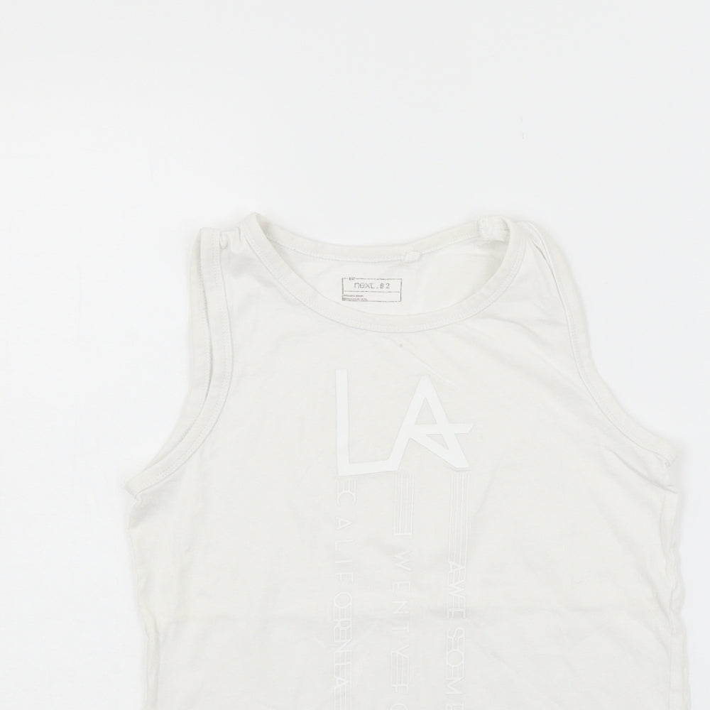 Close-up detail of Next girls’ silver basic tank, size 9, years