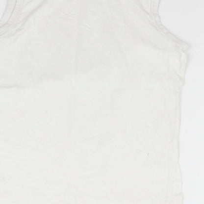 Brand and care label for Next girls’ silver basic tank, size 9, years