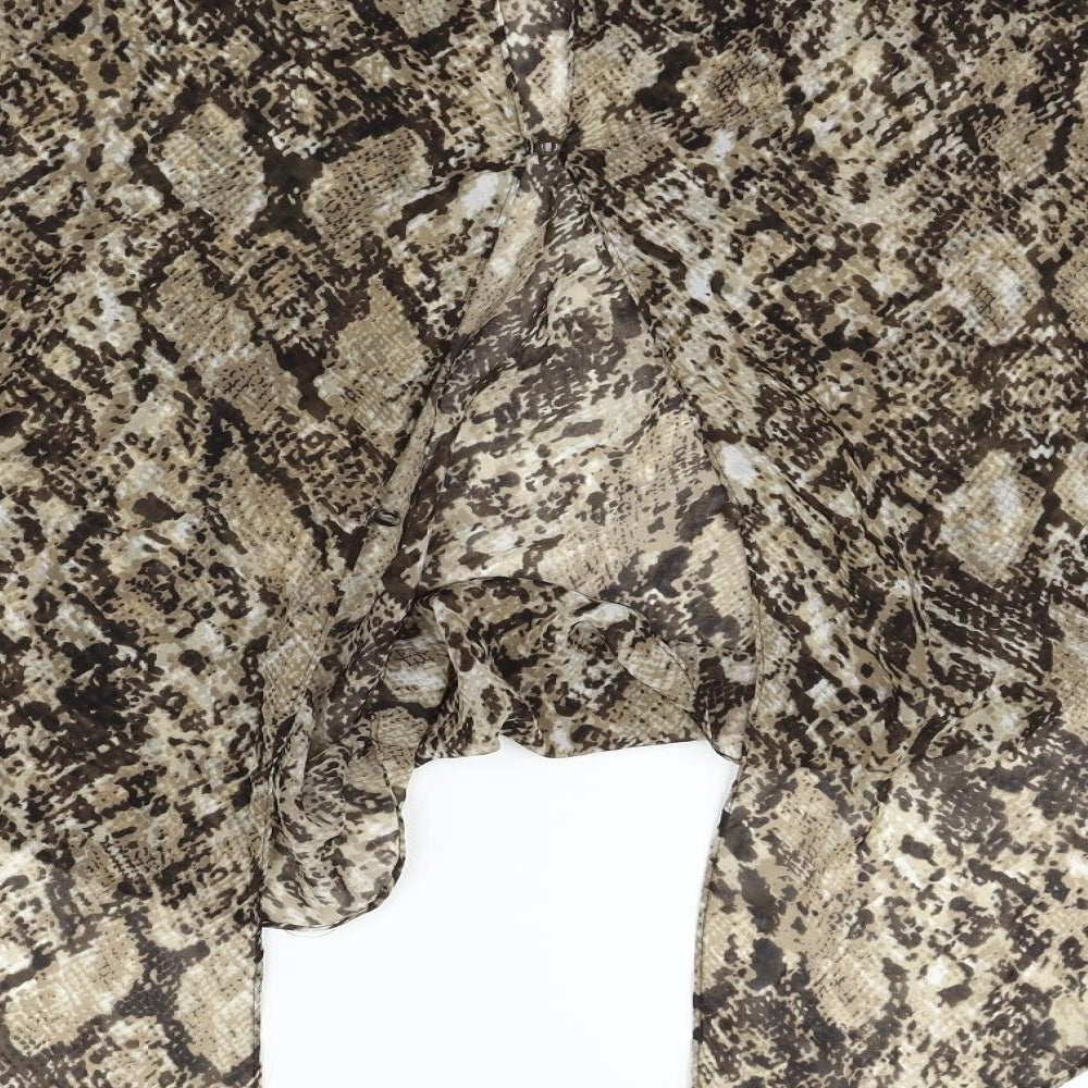 Papaya Womens Beige Animal Print  Basic Blouse Size 14