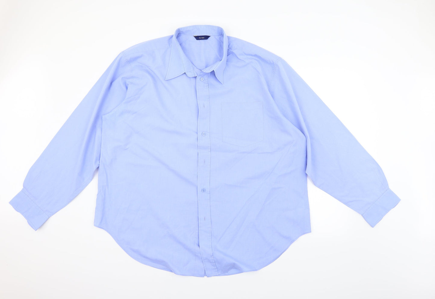 Mens UK Size 19 For Men Blue  Button-Up Long Sleeve Casual Shirt