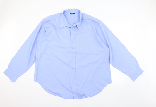 Mens UK Size 19 For Men Blue  Button-Up Long Sleeve Casual Shirt