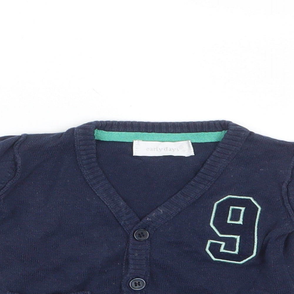 Earlydays Boys Blue  Knit Cardigan Jumper Size 6-9 Months