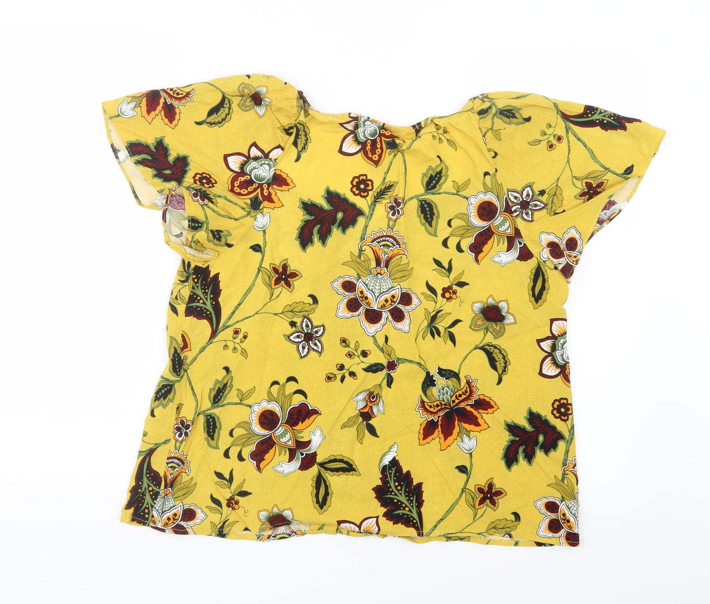 Womens UK Size 12 Warehouse Yellow Basic Button-Up