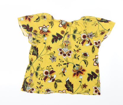 Womens UK Size 12 Warehouse Yellow Basic Button-Up