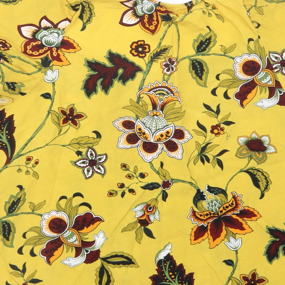 Womens UK Size 12 Warehouse Yellow Basic Button-Up
