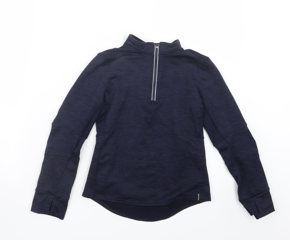 Front view of Decathlon boys’ blue jacket, size 8, years