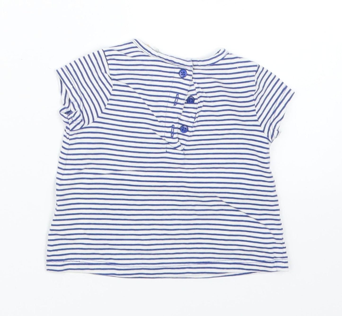 John Lewis Girls Blue Striped  Basic T-Shirt Size 0-3 Months