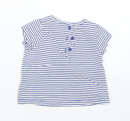 John Lewis Girls Blue Striped  Basic T-Shirt Size 0-3 Months