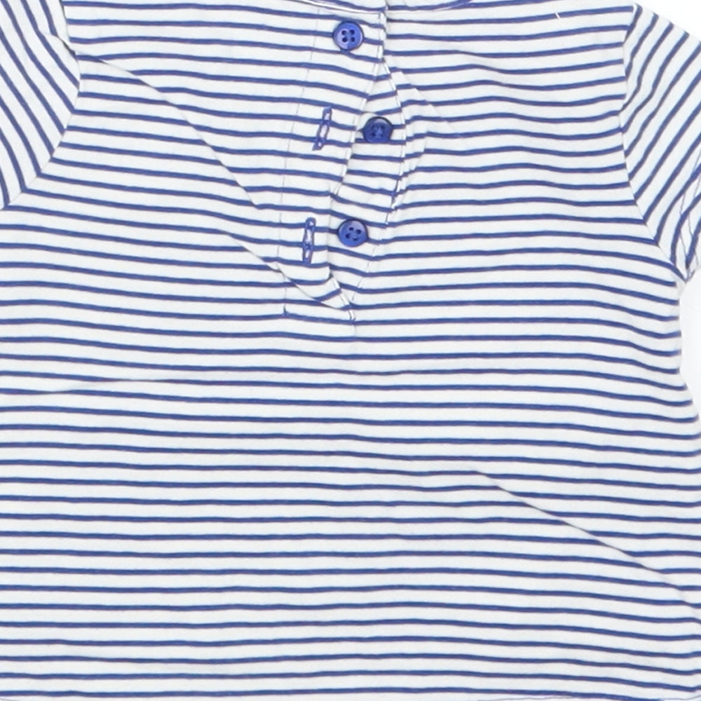 John Lewis Girls Blue Striped  Basic T-Shirt Size 0-3 Months