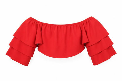 Womens UK Size 8 Boohoo Red Cropped T-Shirt