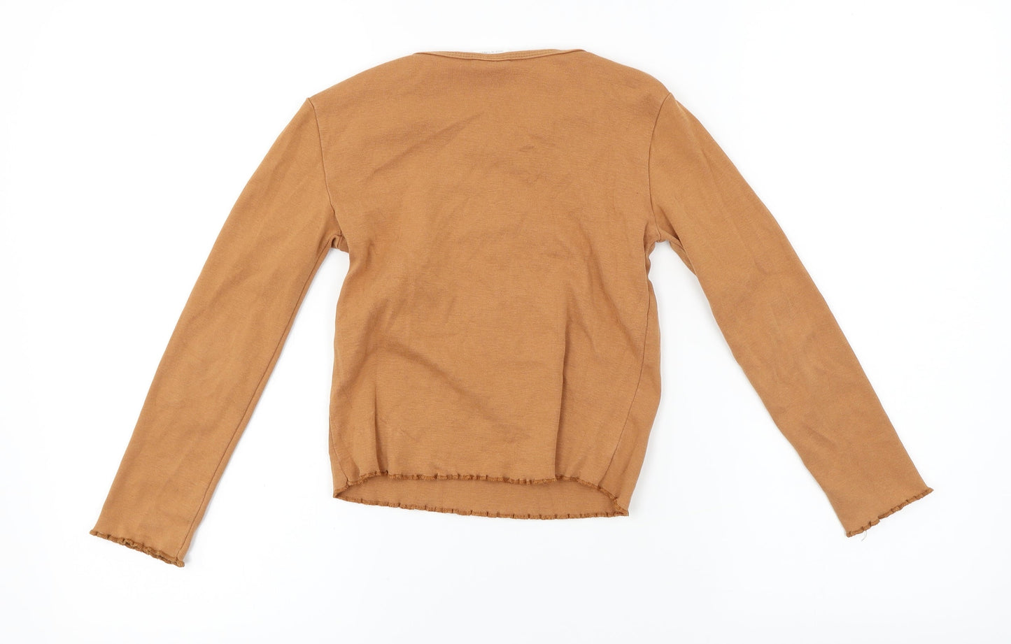 Womens UK Size 8 Zara Brown Basic T-Shirt