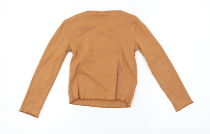 Womens UK Size 8 Zara Brown Basic T-Shirt