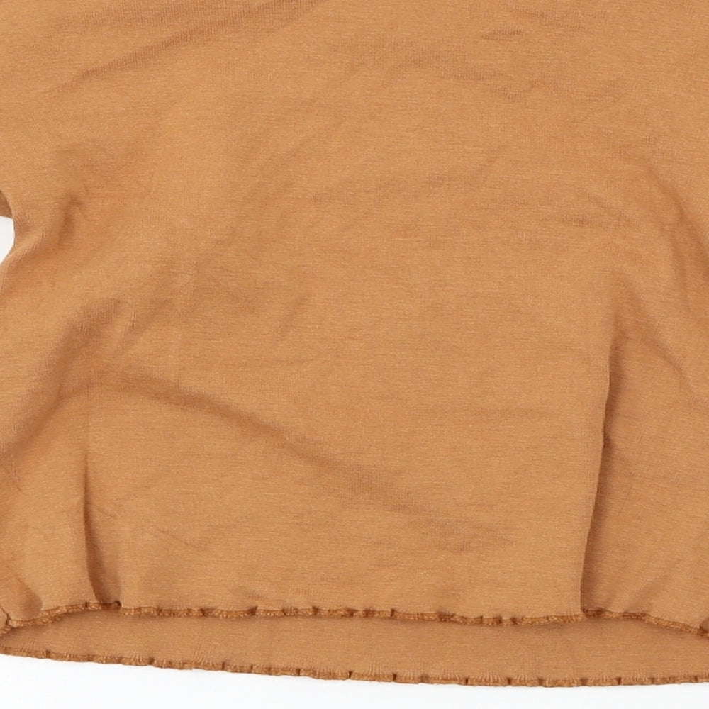 Womens UK Size 8 Zara Brown Basic T-Shirt