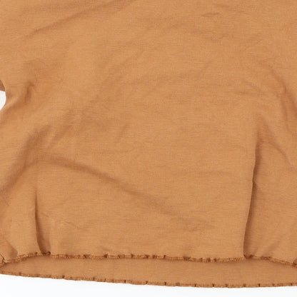 Womens UK Size 8 Zara Brown Basic T-Shirt