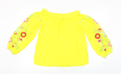 F&F  Womens Yellow Floral  Basic Blouse Size 8