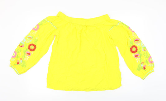 F&F  Womens Yellow Floral  Basic Blouse Size 8