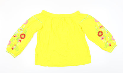 F&F  Womens Yellow Floral  Basic Blouse Size 8