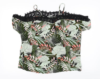 George  Womens Green Floral  Basic Blouse Size 12