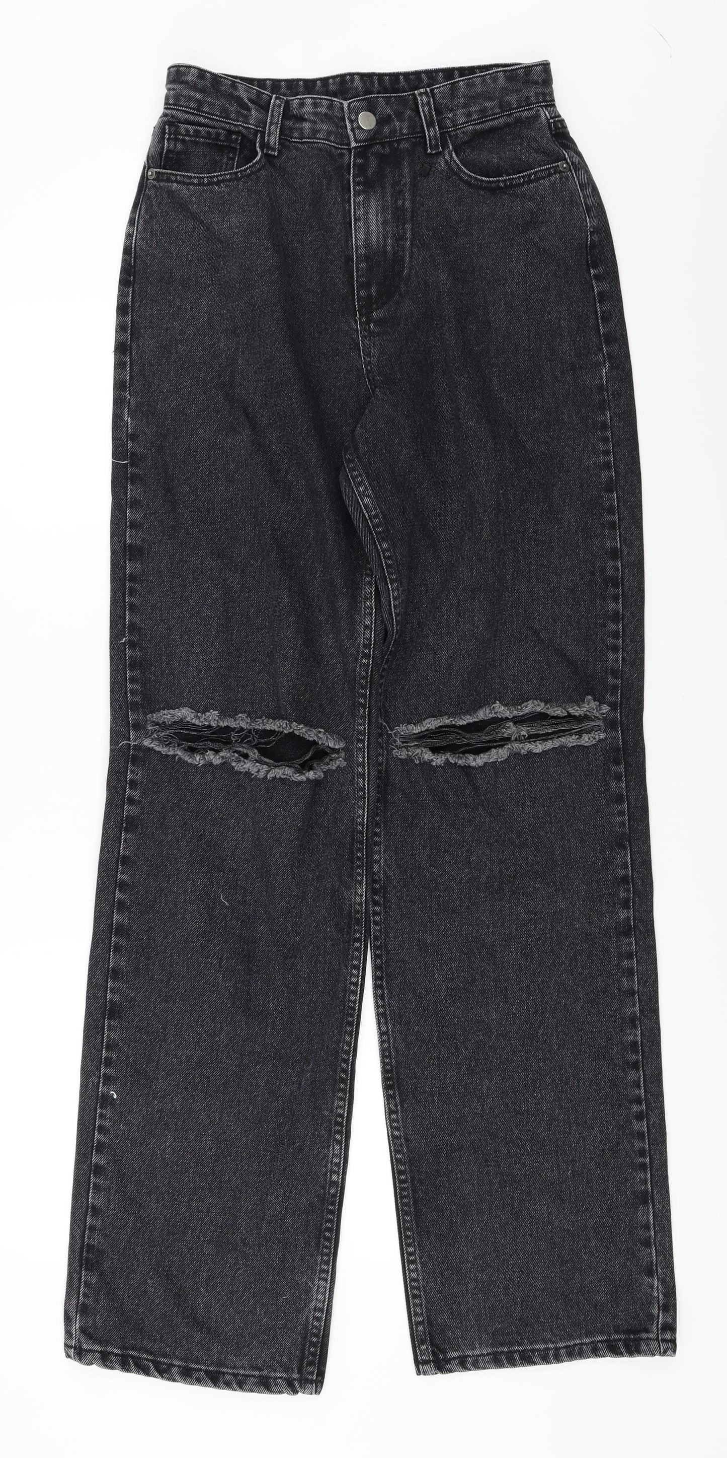 Womens UK Size 10 Preworn Regular Fit Straight Black Jeans