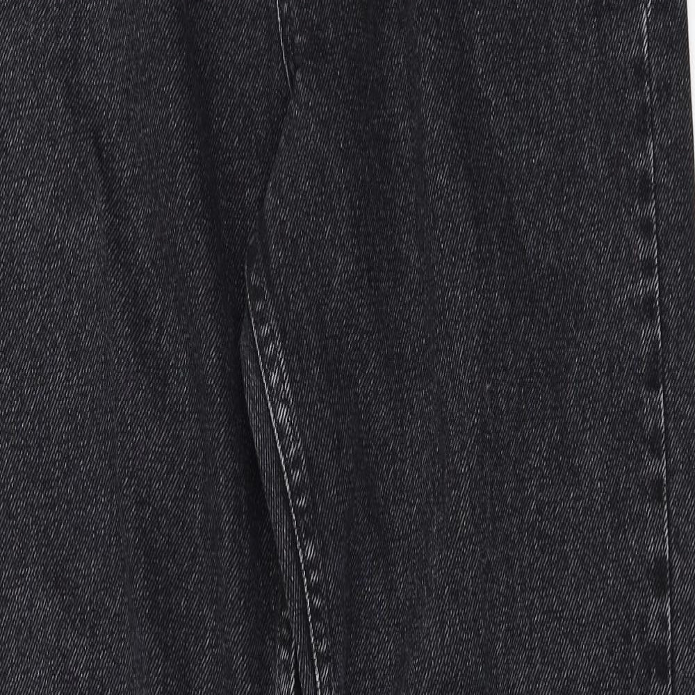 Womens UK Size 10 Preworn Regular Fit Straight Black Jeans