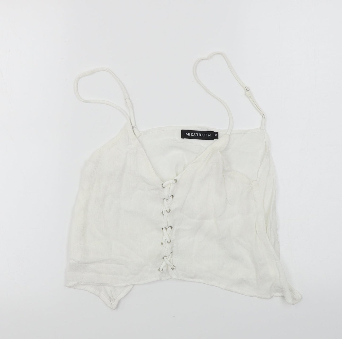 Womens UK Size 8 Misstruth White Cropped T-Shirt