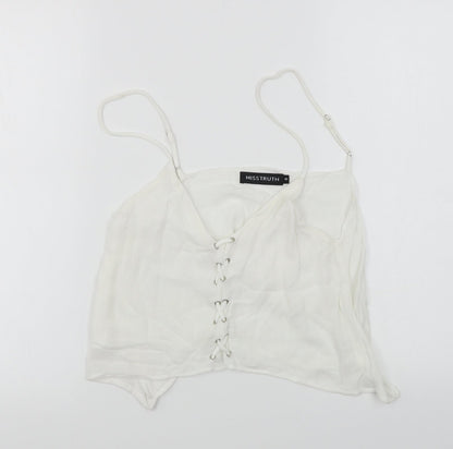 Womens UK Size 8 Misstruth White Cropped T-Shirt