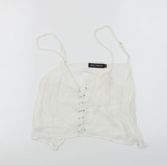 Womens UK Size 8 Misstruth White Cropped T-Shirt