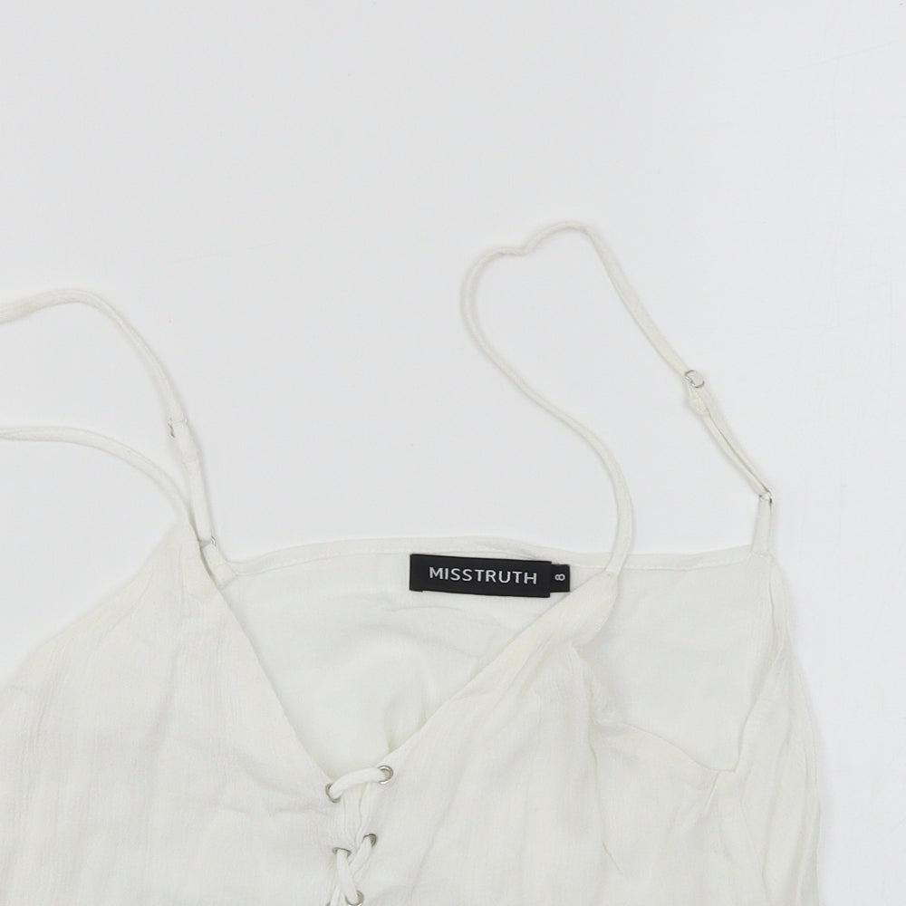 Womens UK Size 8 Misstruth White Cropped T-Shirt