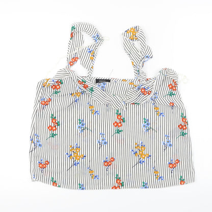 Papaya  Womens White Striped  Basic Blouse Size 14