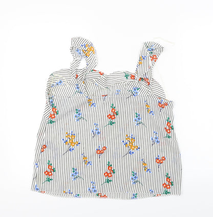 Papaya  Womens White Striped  Basic Blouse Size 14