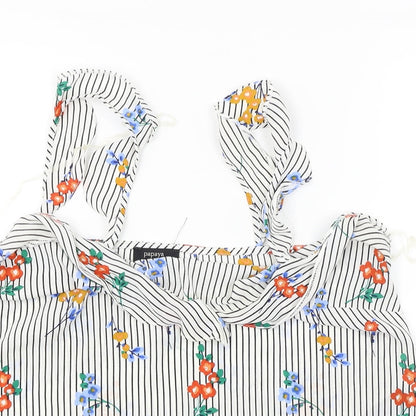 Papaya  Womens White Striped  Basic Blouse Size 14