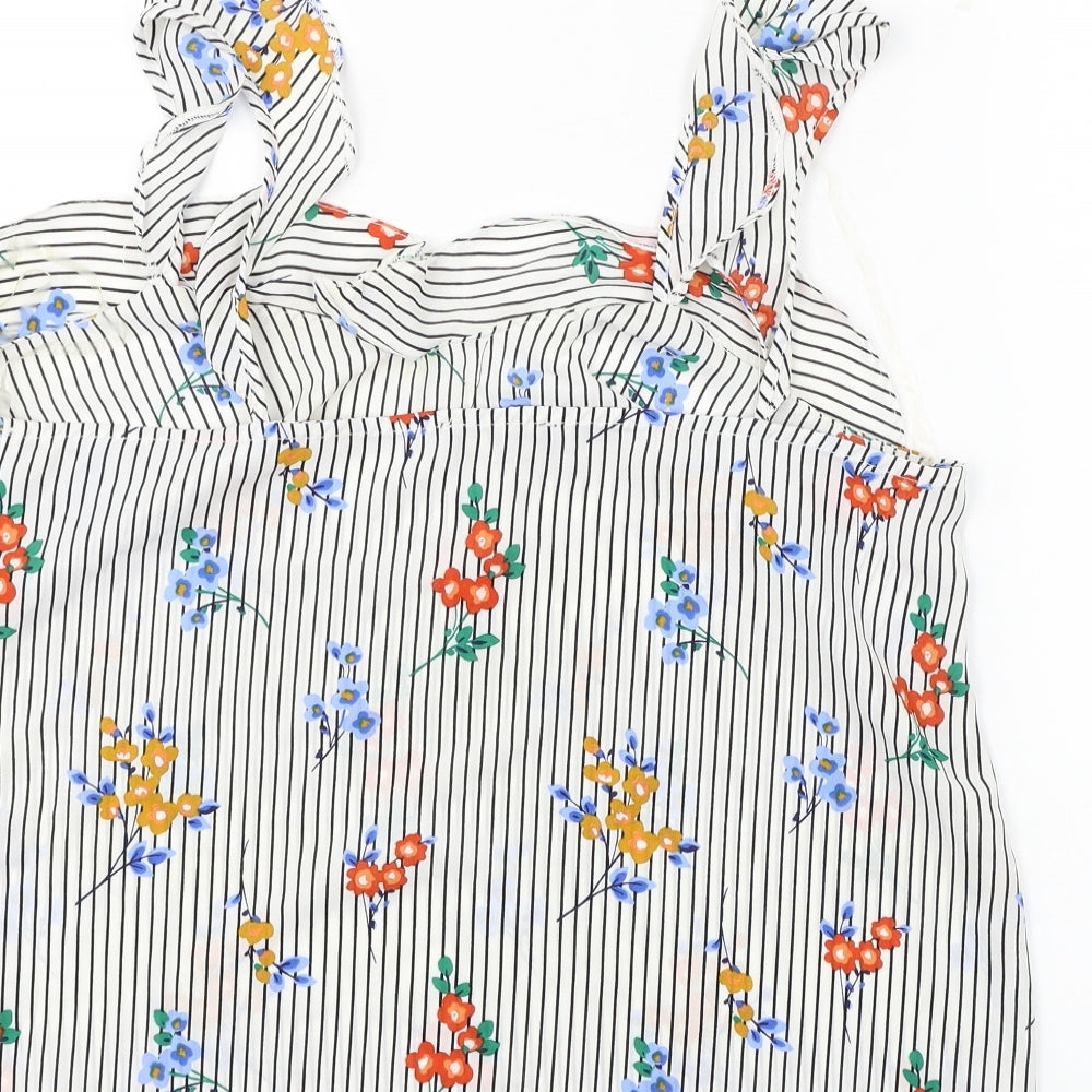 Papaya  Womens White Striped  Basic Blouse Size 14