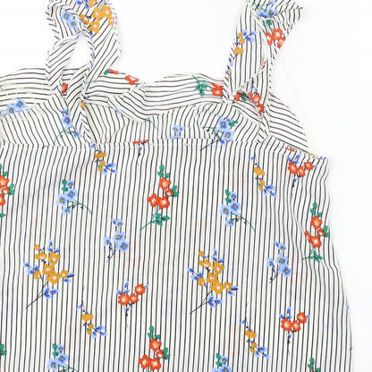 Papaya  Womens White Striped  Basic Blouse Size 14