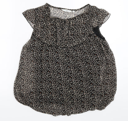 New Look Womens Black Animal Print  Basic Blouse Size 12