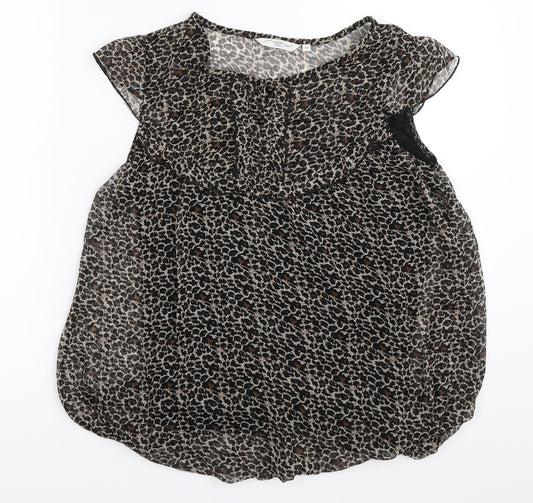 New Look Womens Black Animal Print  Basic Blouse Size 12