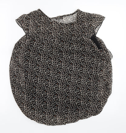 New Look Womens Black Animal Print  Basic Blouse Size 12